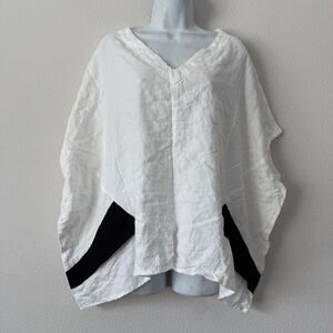 Niche Nilgun Derman Laguna Top L White V-Neck Oversized Boho Art To Wear Blouse
